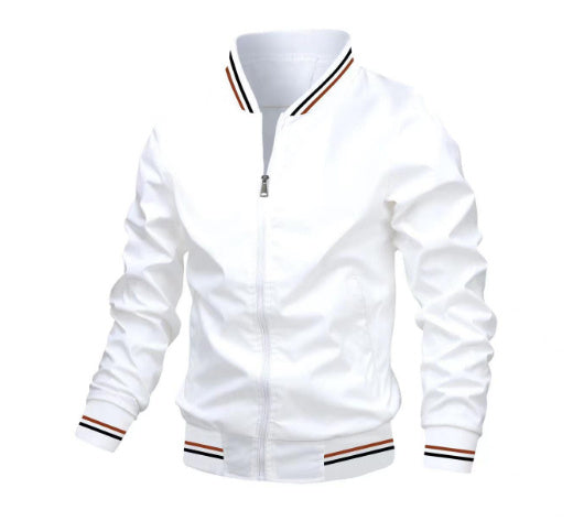 Men's Striped Zip-up Jacket With Pockets Fashion Casual Outerwear Sports Baseball Clothing Spring And Fall - GOMARRD