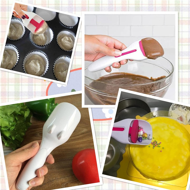 Cake Batter Scoop Can Push Labor-saving Cupcake Spoon Cake Batter Distribution Liquid Chocolate Sauce Batter Measuring Spoon Kitchen Gadgets