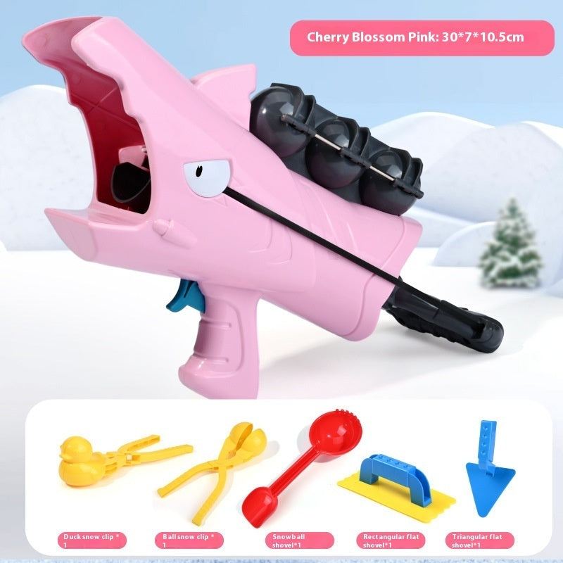 Children's Outdoor Snow Shark Cute Cartoon Snowball Gun  Launcher Clip  Fight Toy