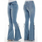 Ladies jeans mid-waisted denim trousers stretch jeans - GOMARRD