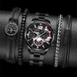 2pcs Men's New Popular Steel Strip Fashion Business Three Eye Quartz Watch Bracelet Set Valentine's Day Gifts - GOMARRD