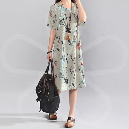 Bohemian Summer Print Loose Floral Dress For Women Dresses - GOMARRD