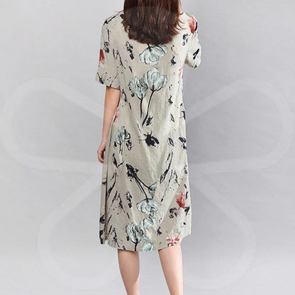 Bohemian Summer Print Loose Floral Dress For Women Dresses - GOMARRD