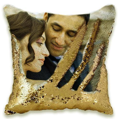 Custom Photo Cushion Cover Diy Personalized Sequin Luminous Pillowcase Room Decoration Baby Wedding Pet Photos Printed - GOMARRD