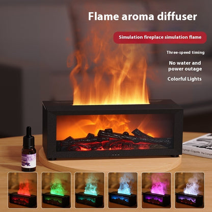 New Flame Aromatherapy Machine Colorful Essential Oil Diffuser Home Large Fog Volume Flame Humidifier 3D Flame Fireplace Machine - GOMARRD