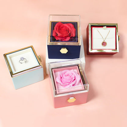 Rotating Soap Flower Rose Gift Box Creative Rotating Rose Jewelry Packaging Box Valentine's Day Gift For Women - GOMARRD