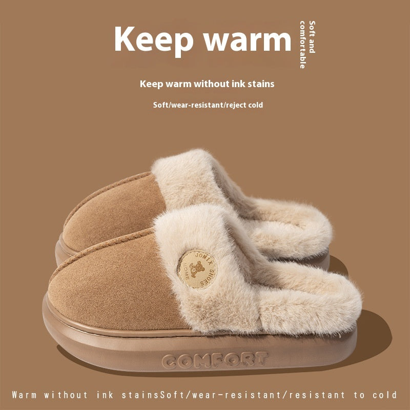 New Plush Slippers For Women Men Winter Warm Home Slipper Indoor Thick-soled Fleece Shoes - GOMARRD