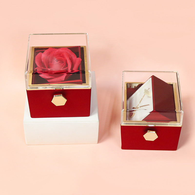 Rotating Soap Flower Rose Gift Box Creative Rotating Rose Jewelry Packaging Box Valentine's Day Gift For Women - GOMARRD