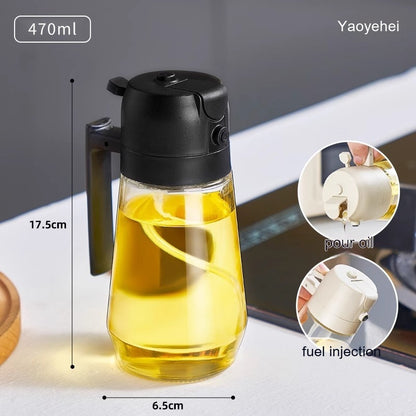 470ML Olive Oil Sprayer Dispenser For Cooking BBQ 2 In 1 Glass Oil Vinegar Soy Sauce Spray Kitchen Oil Bottle For Air Fryer