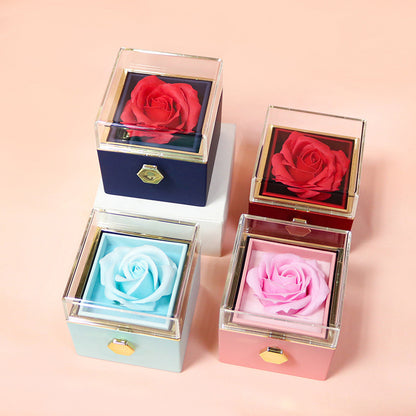 Rotating Soap Flower Rose Gift Box Creative Rotating Rose Jewelry Packaging Box Valentine's Day Gift For Women - GOMARRD