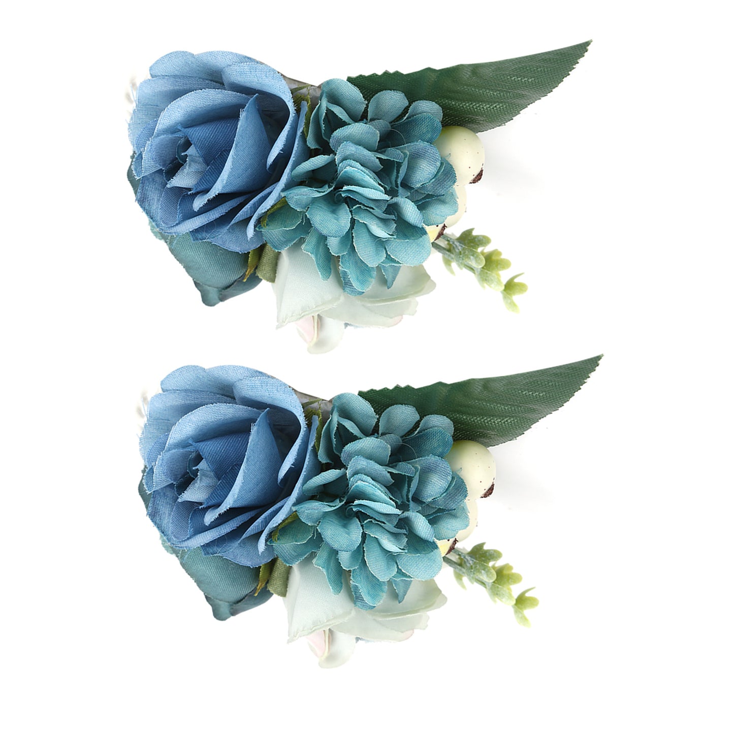 2Pcs/Bag Bridesmaid Wrist Flower Artificial Hand Flower for Wedding Anniversary Cocktail PartyCyan Blue