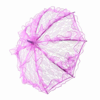 Bridal Lace Cotton Umbrella for Wedding Parties Dancing Photography Prop (Purple)