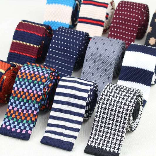 Men Knitted Knit Leisure Striped Ties Fashion Skinny Narrow Slim Neck Ties For Men Skinny Woven Designer Cravat