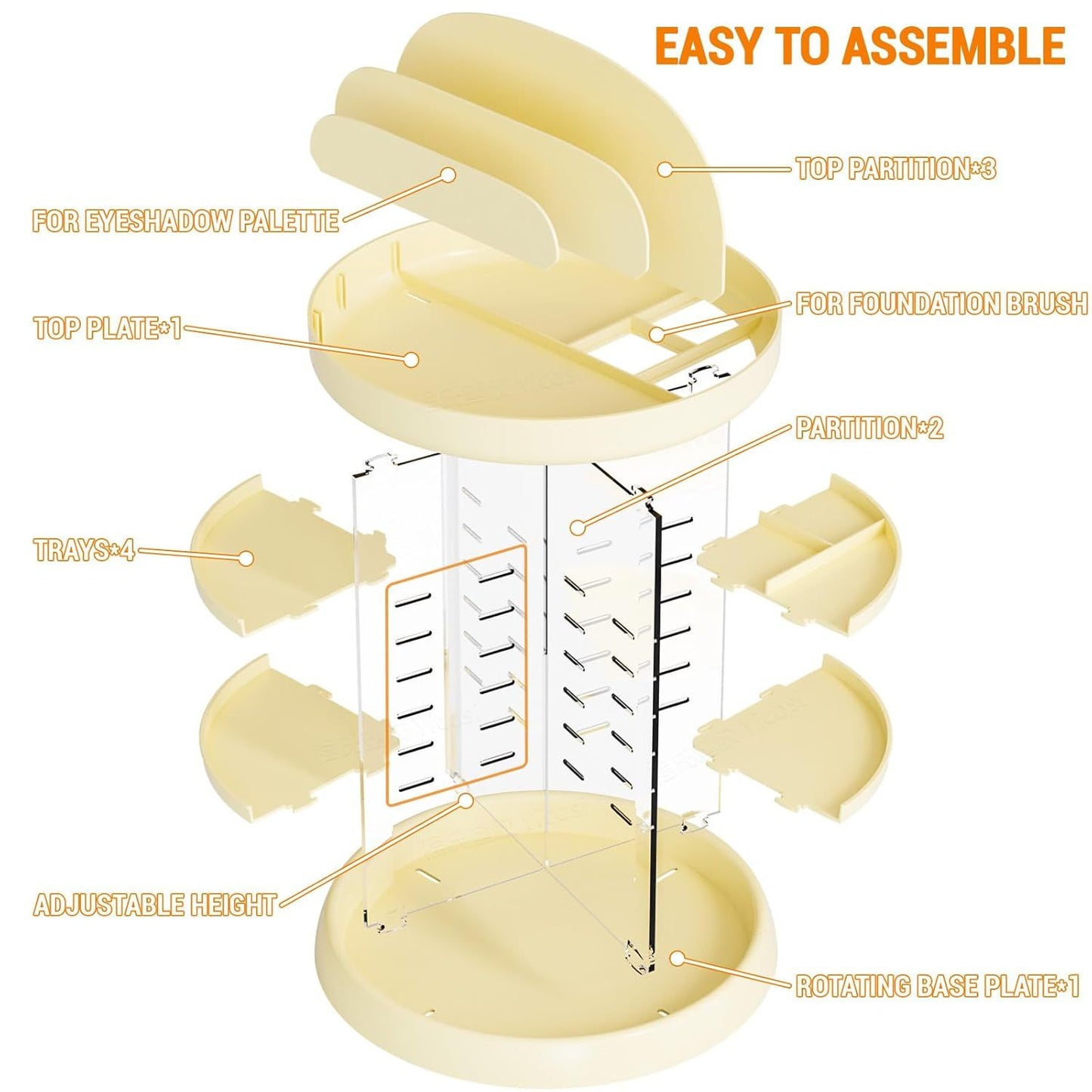 360 Rotating Makeup Organizer For Vanity Storage Adjustable Spinning Beauty And Skincare Organizer,Clear Acrylic Carousel Cosmetic Display Cases,Bathroom Counter Lazy Susan Skin Care Holder