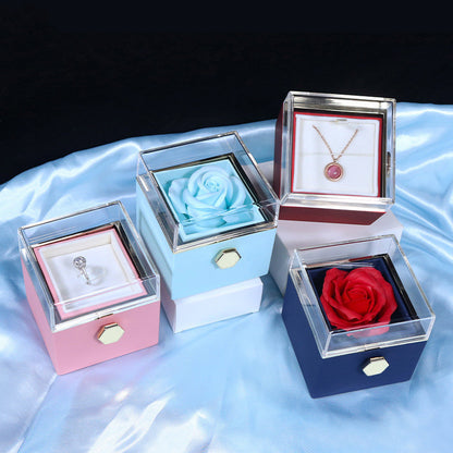 Rotating Soap Flower Rose Gift Box Creative Rotating Rose Jewelry Packaging Box Valentine's Day Gift For Women - GOMARRD