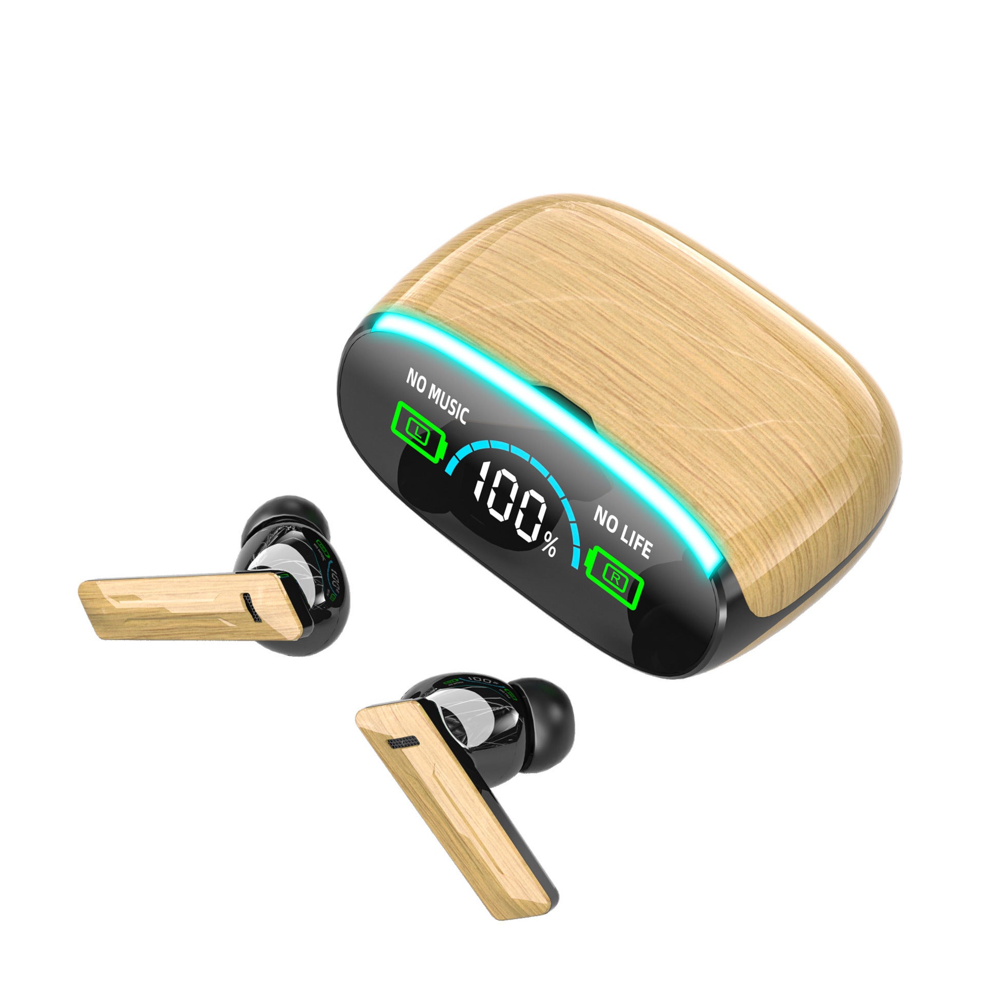 Wood Grain Wireless Sports In-ear Noise-canceling Low-latency Bluetooth Headphones - GOMARRD