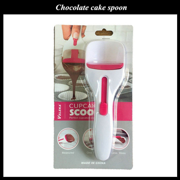 Cake Batter Scoop Can Push Labor-saving Cupcake Spoon Cake Batter Distribution Liquid Chocolate Sauce Batter Measuring Spoon Kitchen Gadgets