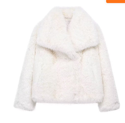 Winter Plush Coat Fashion Thicken Lapel Outwear Casual Long Sleeve Tops Womens Clothing - GOMARRD