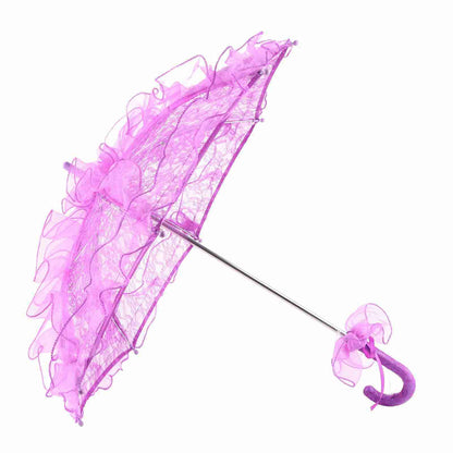 Bridal Lace Cotton Umbrella for Wedding Parties Dancing Photography Prop (Purple)