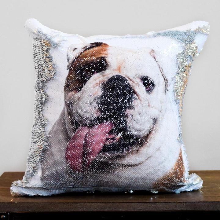 Custom Photo Cushion Cover Diy Personalized Sequin Luminous Pillowcase Room Decoration Baby Wedding Pet Photos Printed - GOMARRD