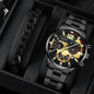 2pcs Men's New Popular Steel Strip Fashion Business Three Eye Quartz Watch Bracelet Set Valentine's Day Gifts - GOMARRD