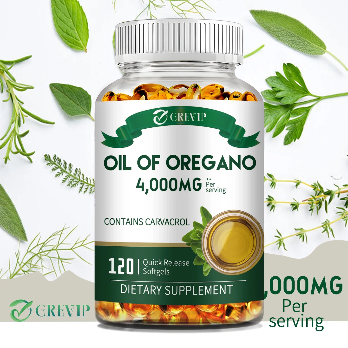 Oil of Oregano - for Digestion, Heart Health, Detoxification and Immune Support - 120 Capsules