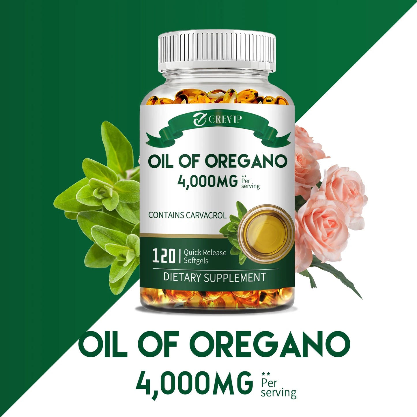 Oil of Oregano - for Digestion, Heart Health, Detoxification and Immune Support - 120 Capsules