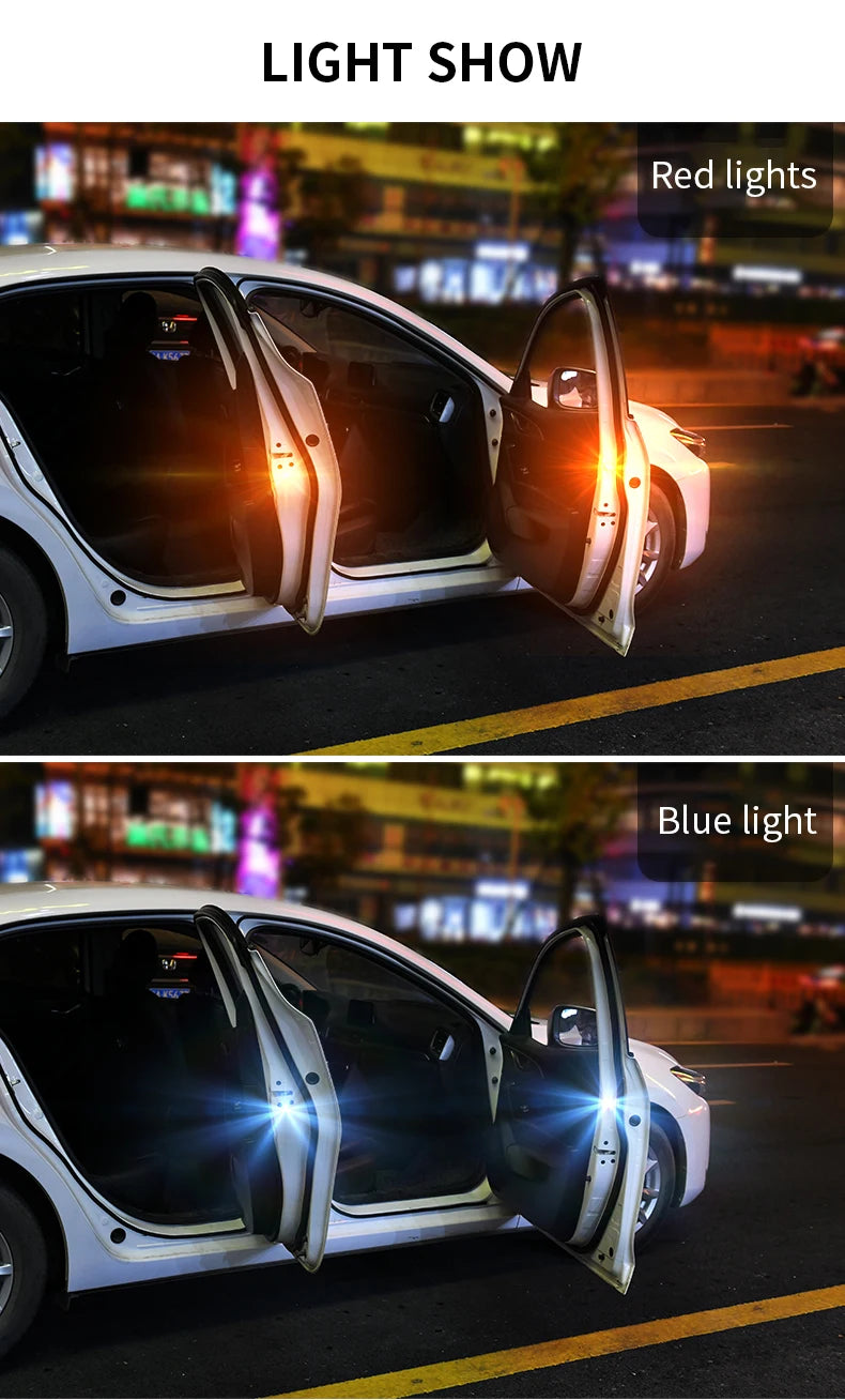 2PCS Wireless Magnetic Car Door Opening Warning Light 5LEDs Strobe Flashing Anti Rear-end Collision Safety Lamps Indicator Light