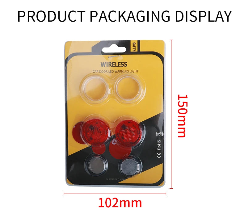 2PCS Wireless Magnetic Car Door Opening Warning Light 5LEDs Strobe Flashing Anti Rear-end Collision Safety Lamps Indicator Light