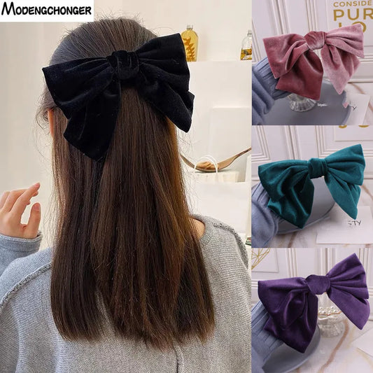 1PC Fashion Bow Hair Clip Black Velvet Hair Bows Hairpins For Women Elegant Barrette Girls Bowknot Headwear Hair Accessories Hot - GOMARRD