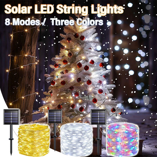 Multicolor LED Solar String Light, Outdoor Garden Fairy Lights, Lamp for Christmas, Wedding, Garden, Party Decor, 7M ~ 42m