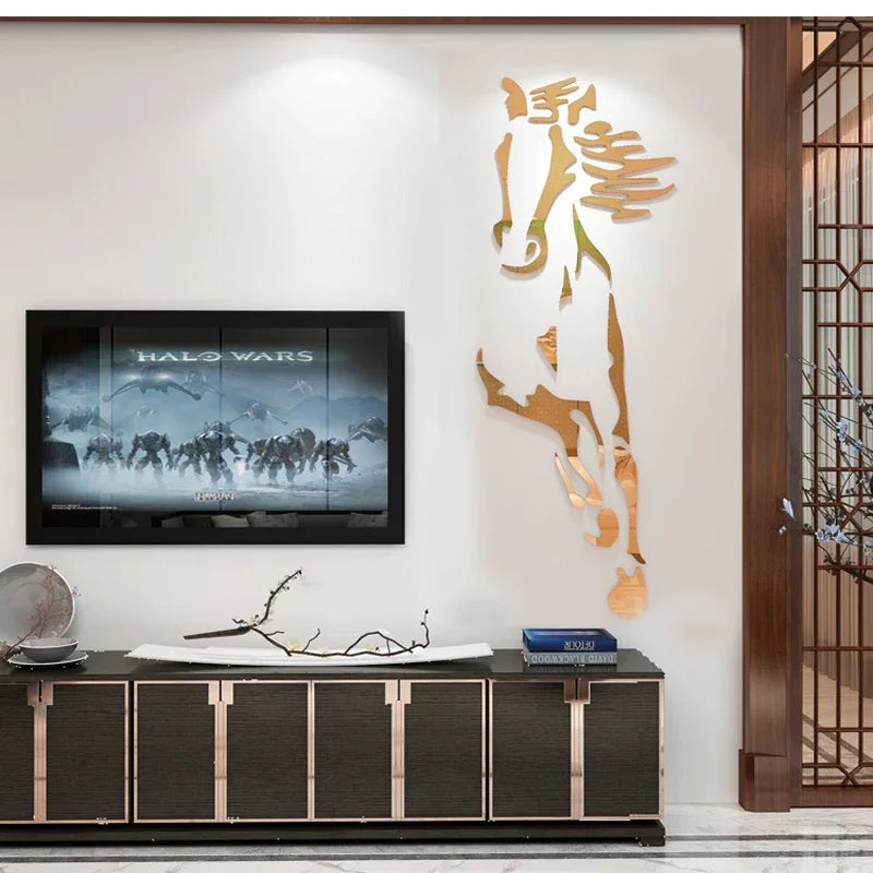 Horses Acrylic Wall Stickers Room Decoration Restaurant Background Art Living Room Bathroom Room Decor Mirror Wall Sticker