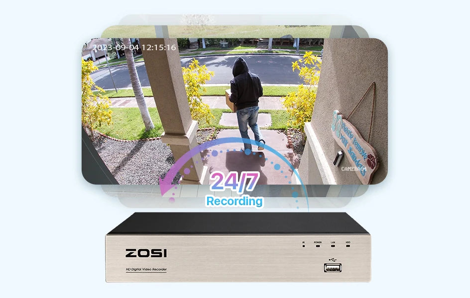 ZOSI 8CH 1080P H.265+ DVR 4-IN-1 24/7 Recording 2MP Video Surveillance Recorder for Analog AHD TVI CVI Camera Hybrid HDMI DVR - GOMARRD