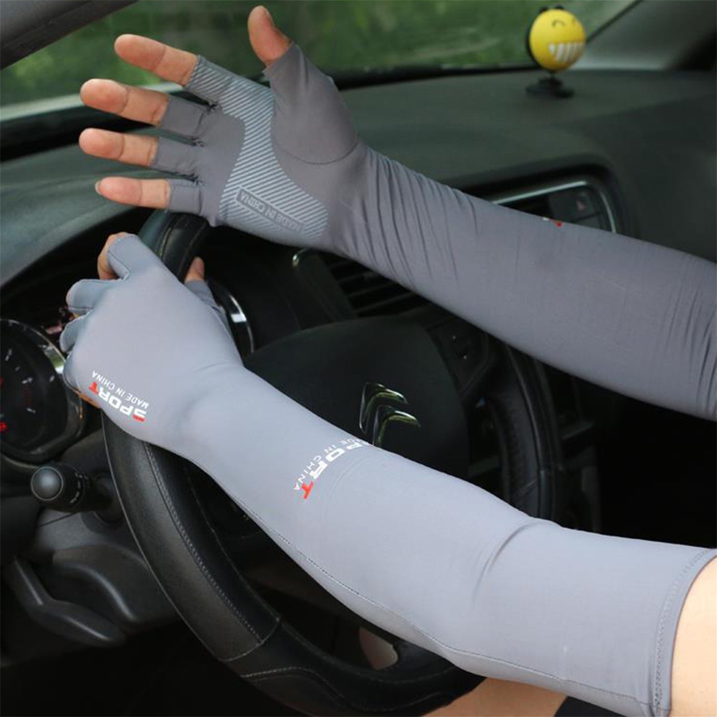 Unisex Breathable Arm Sleeves with Fingerless Gloves UV Protection Cooling Arm Cover for Outdoor Sports and Activities