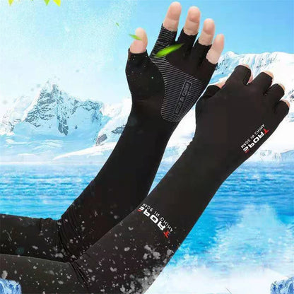 Unisex Breathable Arm Sleeves with Fingerless Gloves UV Protection Cooling Arm Cover for Outdoor Sports and Activities