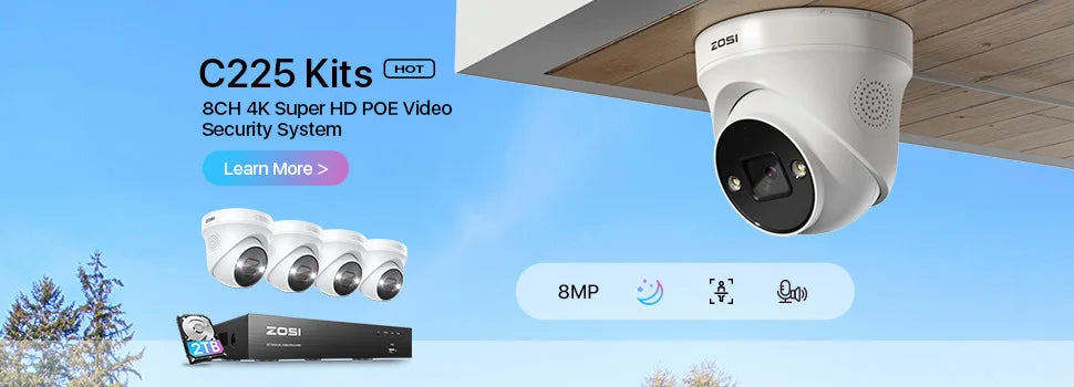 ZOSI 8CH 3K PoE Security Camera System 3K 5MP 8 Channel NVR 4MP HD Outdoor IP Cameras 25FPS Home CCTV Video Surveillance Kit - GOMARRD