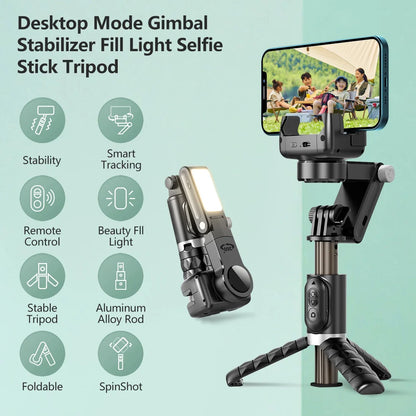 Q18 Gimbal Stabilizer Handheld Mobile Phone Selfie Stick Holder Fill Light Bluetooth for HUAWEI Xiaomi IPhone Follow Shoot Mode