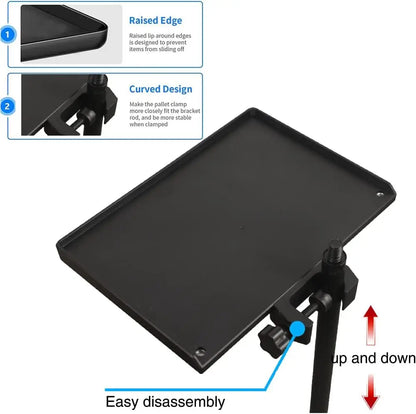 Microphone Stand Tray Mount Clamp on Rod Holders,Microphone Stand Desk 9.44" X 6.88" for Music Sheet,Live Streaming,Recording