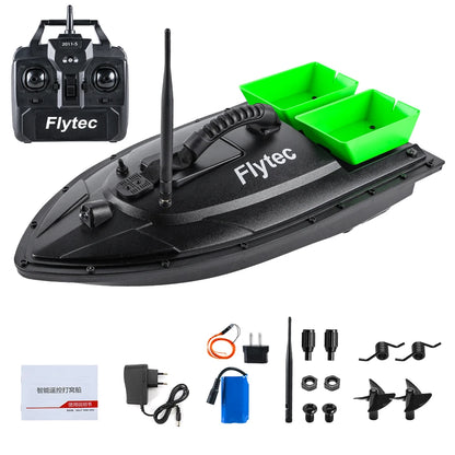 Flytec Fishing Bait Boat 500m Remote Control Bait Boat Dual Motor Fish Finder 1.5KG Loading with LED Light for Fishing