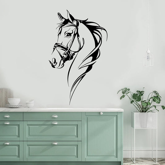 Modern Horse Head Animal Wall Sticker Decal Bedroom Farmhouse animal Head Lover Living Room   Home Decor