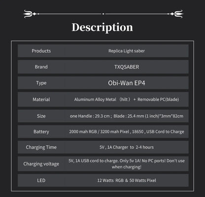 TXQSABER Obi-Wan EP4 Neo Pixel Lightsabr Proffie2.2 Board Classic Collectible Saber Bluetooth Gesture Control Jedi Laser Sword