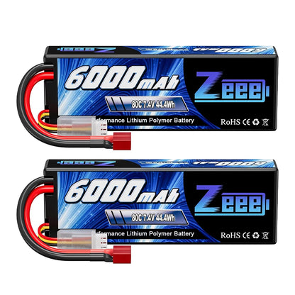 1/2units Zeee Lipo Battery 6000mAh 2S 80C 7.4V with Deans Plug Hardcase Lipo Battery for RC Car Vehicle Truck Tank Slash Truggy