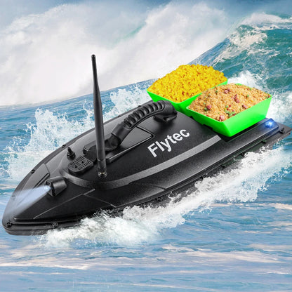 Flytec Fishing Bait Boat 500m Remote Control Bait Boat Dual Motor Fish Finder 1.5KG Loading with LED Light for Fishing