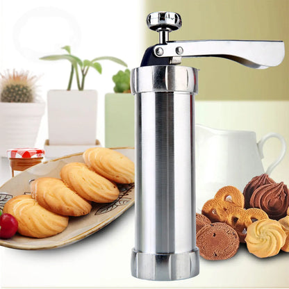 Cookie Mold Press Stainless Steel Cookie Press Tool Kit Biscuit Maker and Churro Maker Cookie Press Machine with 20 Cookie Discs