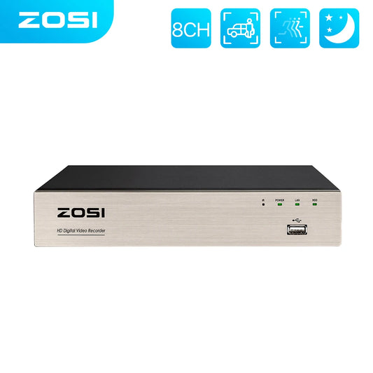 ZOSI 8CH 1080P H.265+ DVR 4-IN-1 24/7 Recording 2MP Video Surveillance Recorder for Analog AHD TVI CVI Camera Hybrid HDMI DVR - GOMARRD