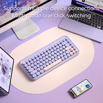 B.O.W K500D  Dual-mode Bluetooth Wireless Keyboard Floating Color Keycap Light Tone Ultra-thin Portable Office - GOMARRD