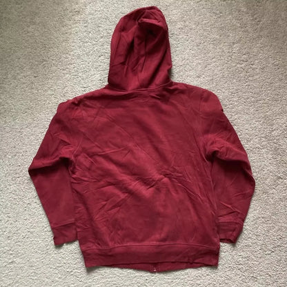 2000s New Cotton Red Couple Zipper Hoodies Vintage Elite Full Zip Hoodie Sweatshirt Size Skull Snake Red Y2K Sweatshirts - GOMARRD