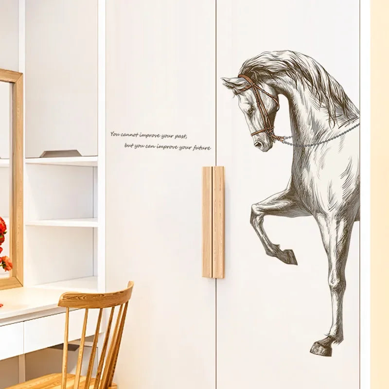 Creative sketch steed wall sticker living room wall decor home decor self-adhesive stickers room decoration entrance decoration - GOMARRD