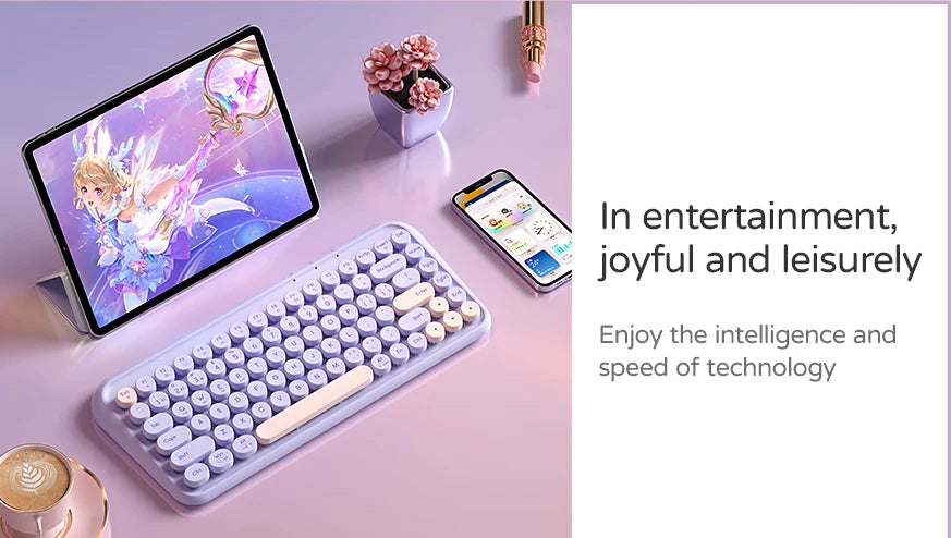 B.O.W K500D  Dual-mode Bluetooth Wireless Keyboard Floating Color Keycap Light Tone Ultra-thin Portable Office - GOMARRD