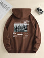 Men's new fashion hoodie, casual everyday drawstring hooded sweatshirt, city print, front kangaroo pocket, men's jacket - GOMARRD